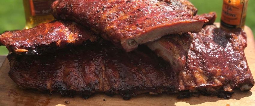 Meat cooked on a pellet grill purchased with financing.