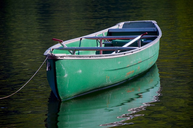A canoe out on the water.