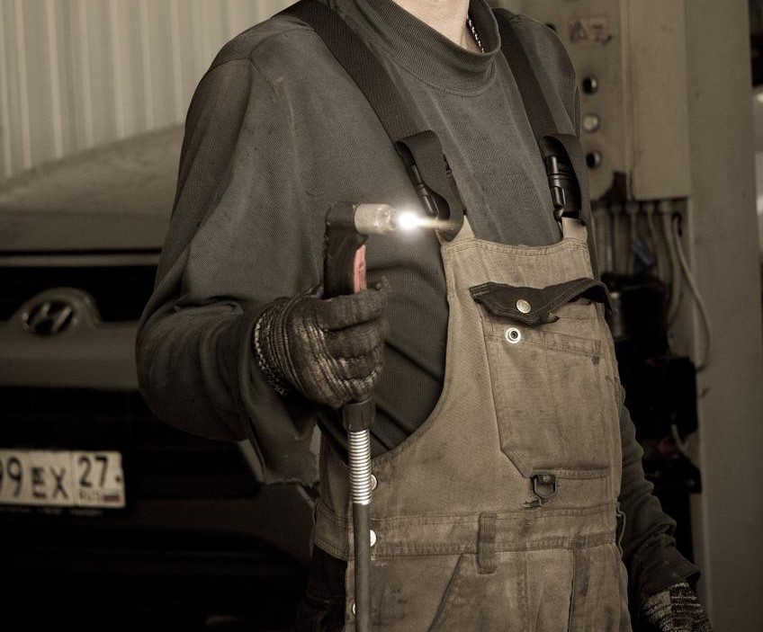 Cutting metal with a plasma cutter from a loan.