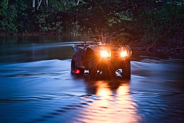 Honda ATV at night.