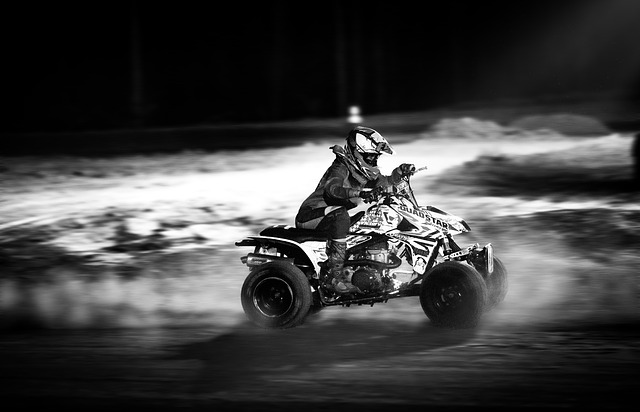 Kawasaki ATV in use.