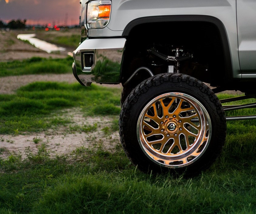 Truck with a big lift.