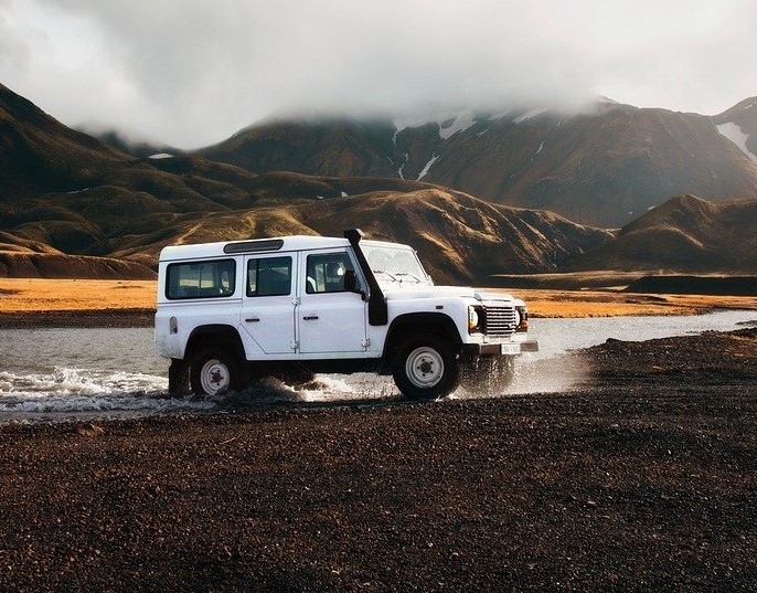 Driving a rover off road.
