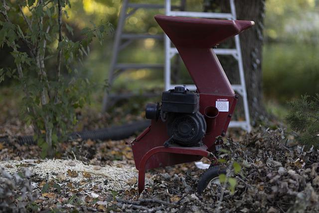 A wood chipper in use.