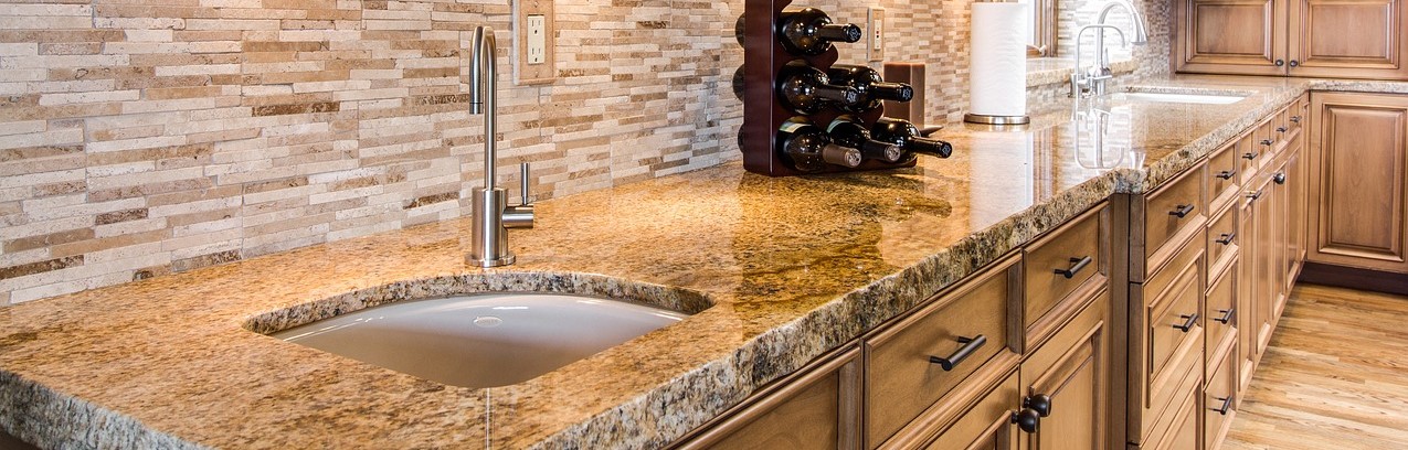 Kitchen counters made of granite.